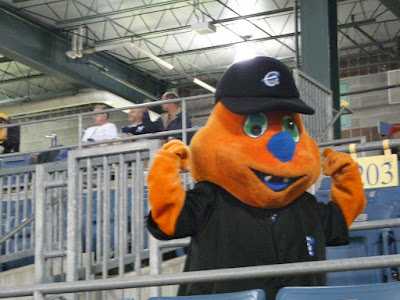 And rather tellingly, my (similarly rare non-intellectual, non-douchebag) roommate and I actually made it to two games. Enough for me to introduce you to SCOOCH! The ambiguous but decidedly not-an-offensive-Native-American-stereotype mascot of the Chiefs.