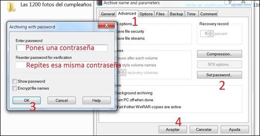 como poner contraseña en winrar