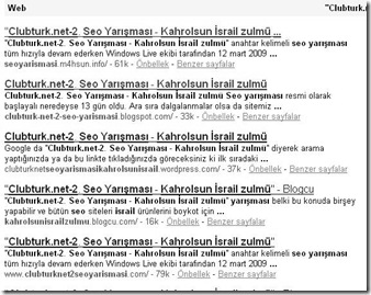 ''Clubturk.net-2. Seo Yarışması - Kahrolsun İsrail zulmü'' - Google'da Ara_1238165117879