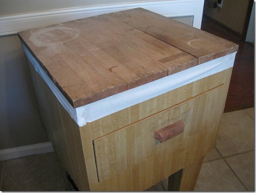 butcher block table and bw pictures 001