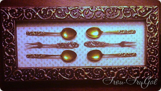 embossed frame with vintage cocktail silverware