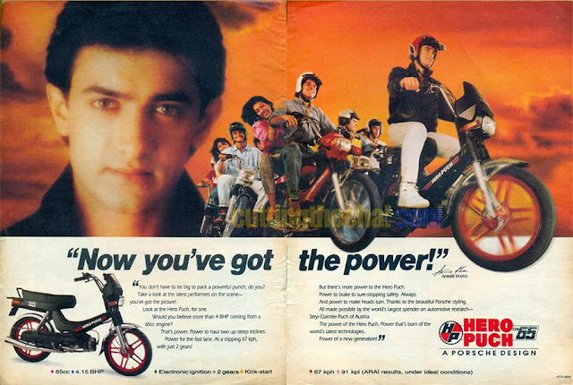 Aamir Khan in ad for Hero Puch mopeds