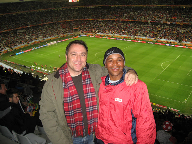 Nigel and Baloyi at a 2010 World Cup Football match.