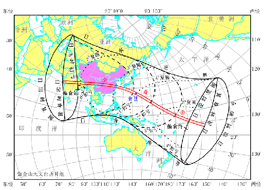 2009年7月22日日全食世界见食图
