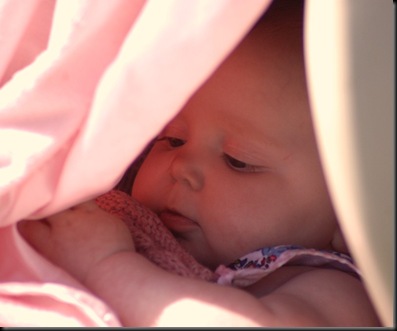 Alice in her little sun tent