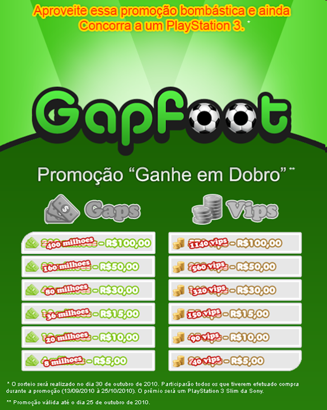 Promoção Gapfoot Promoção Gapfoot