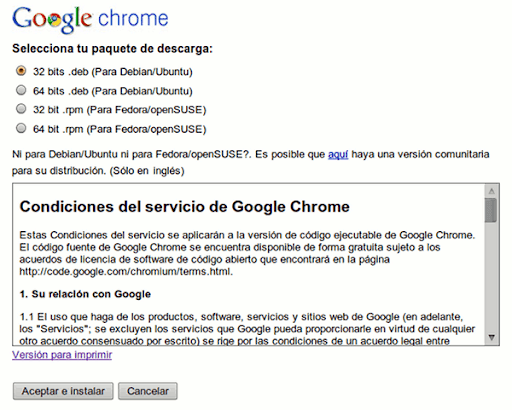 Selecciona la descarga adecuada de Google Chrome para Linux