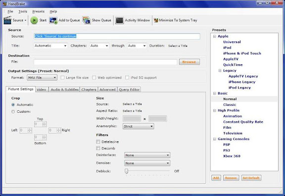 HandBrake Start Screen
