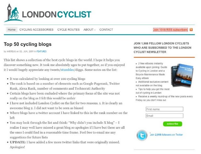 London Cyclist blog