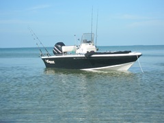 Our boat off Bare Beach