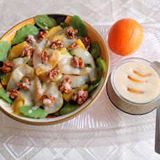 Arugula and Pear Salad with Creamy Pear and Gorgonzola Dressing