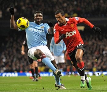 Toure and Nani, Manchester City - Manchester United