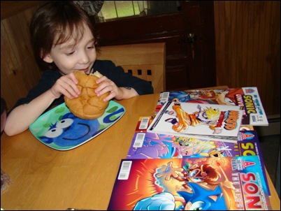 He hooked D up with his favorite Sonic comics and the new Naruto book in the He hooked D up with his favorite Sonic comics and the new Naruto book in the