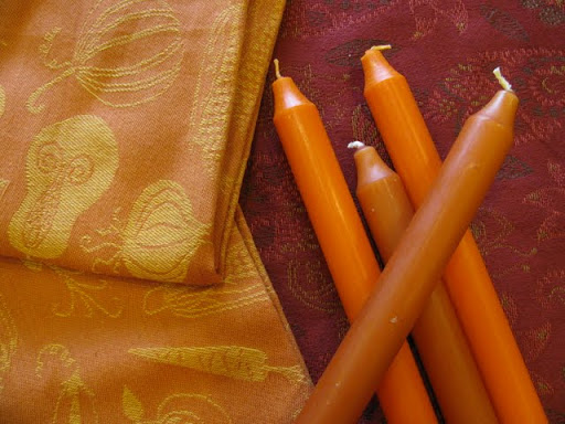 tea towels and candles
