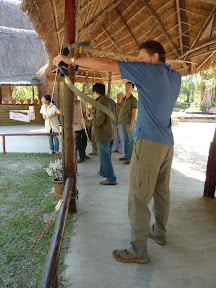 Steve trying to win a bottle of wine.  He was the best there but the bows were rigged :o)