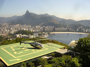 View from Cara de Cão, you can see the might of Christ the Redeemer, and also some people landing with a much bigger travel budget than us!