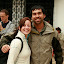 Lynette and Danesh in the main square of Zipaquira. John is arguing with his camera in the background.