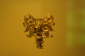 The religious leader, a man transformed into a bat, was depicted on metal breastplates, pendants and bells, on stick heads carved out of bone and on pottery objects.