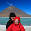 In the background yet another extinct volcano; in the mid ground one of many high altitude lagoons, in the front... us!