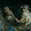 Drilling a hole for a dynamite explosion later that day.