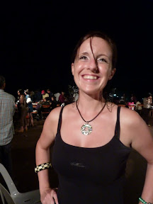 Lynette showing off her anniversary present Mother of Pearl necklace!
