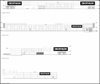Nuevo Decathlon en Puerto Venecia - Plano de fachadas |  Prefabricados de Hormigón Tecnyconta - Proyectos