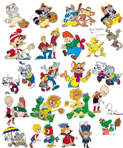 Heroes of Soviet cartoons drawing - vector clipart nicegfx.com