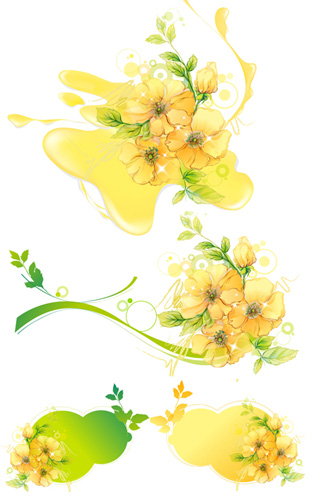 Flowers Leaves Mosaic Vector nicegfx.com