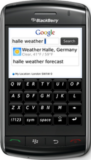 Google Mobile App BlackBerry Storm Weather OneBox Google Mobile App for BlackBerry Storm and Storm2