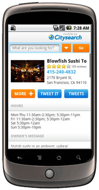 CitySearchANdrodi CitySearch new version of the present application for the iPhone, BlackBerry, and Android