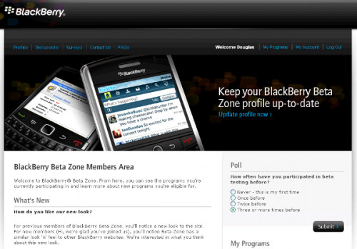 betazonemembersarea e1275188102706 BlackBerry beta Zone, is now present to users in Asia