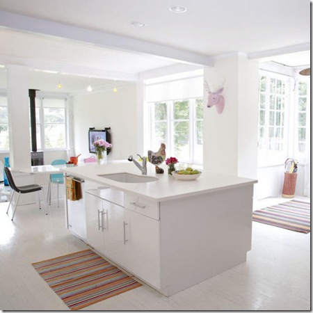 White bright airy open plan kitchen range cooker island unit dining area assorted colourful items art furniture sash windows real home L etc 09/2007 not used White bright airy open plan kitchen range cooker island unit dining area assorted colourful items art furniture sash windows real home L etc 09/2007 not used