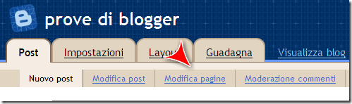 modifica pagina blogspot