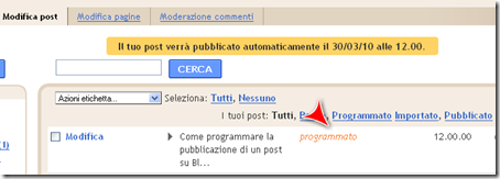 pubblicazione programmata post