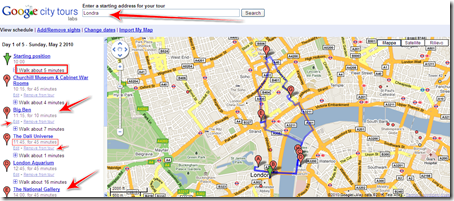 programmare itinerario google city tours