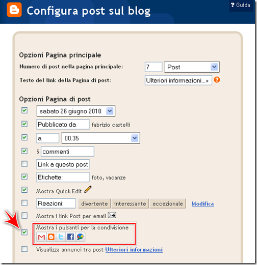 come condividere post facebook twitter gmail