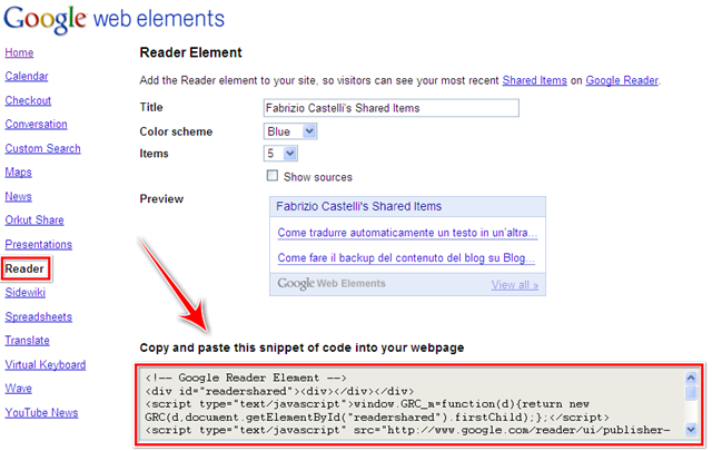 [come realizzare gadget feed condivisi google reader blogger wordpress[4].png]