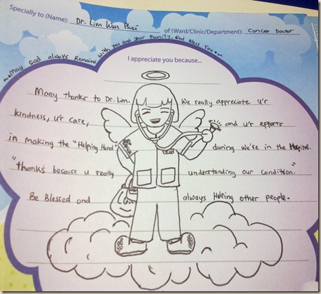 heartwarming tq card from patient's nephew