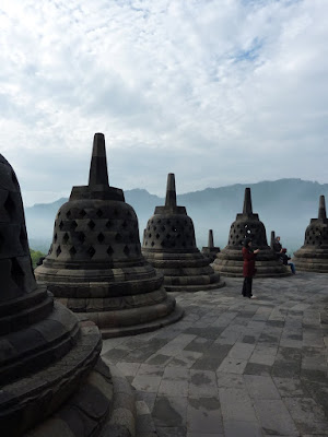 Stupas on the punultimate level of Borobodur