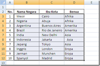 Sorting Microsoft Excel 7