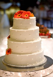 Wedding Cake with Tangerine Gerber Daisies
