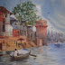 F 44 Banaras Ghat Watercolour on Paper 12.5" x 19" Rs.4500/-