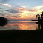 The sun setting over the J. Strom Thurmond Reservoir