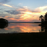 The sun setting over the J. Strom Thurmond Reservoir