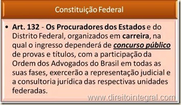 Constituição Federal. Art. 132. Concurso Público para ingresso na carreira de Procurador do Estado.