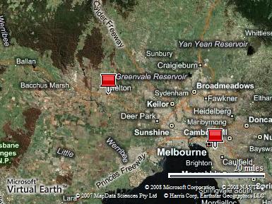 Map of Greater Melbourne showing Melton in relation to the City.