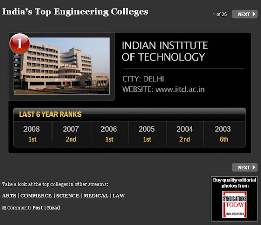 India's Top Engineering College rankings