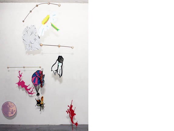 'New Life Mobile', 2010<br />Brass rods, wire, wood, paper, card, foam & plastic<br />180 x 180 cm</a><br />
<a href=