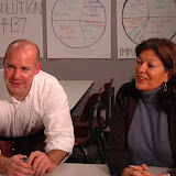 Mark McGregor and Amalia Molina take a break during shooting.