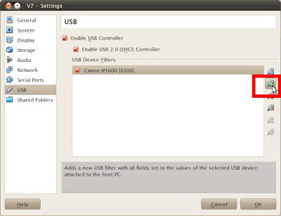 VirtualBox USB Settings Page